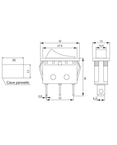 INTERRUTTORE SWITCH ON/OFF 15A 250VAC