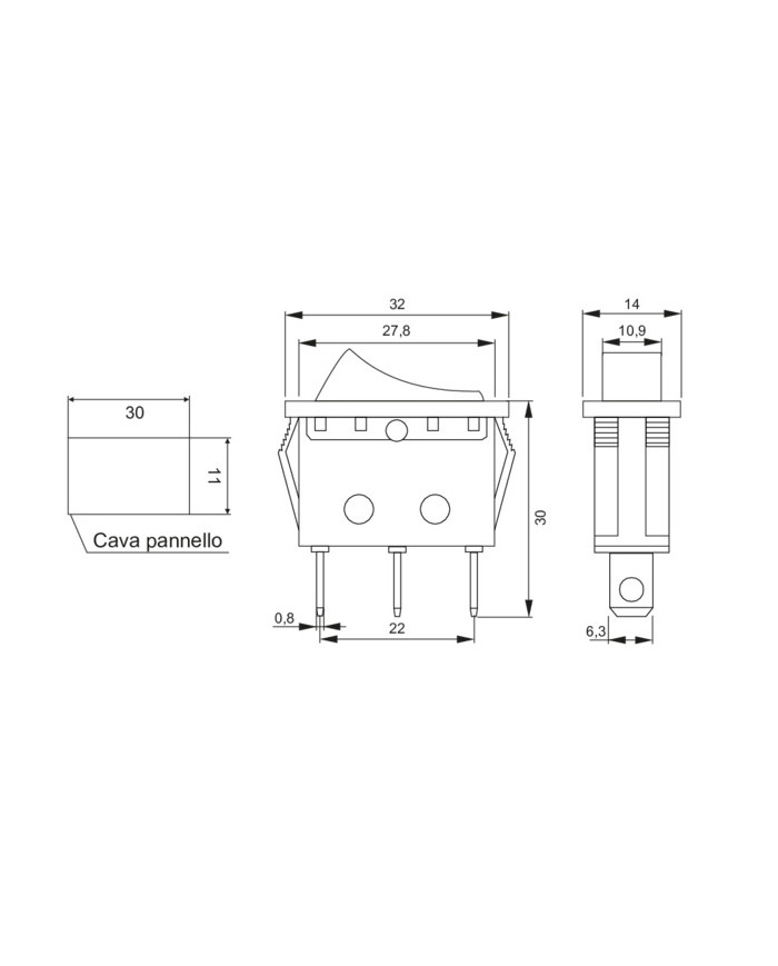 INTERRUTTORE SWITCH ON/OFF 15A 250VAC