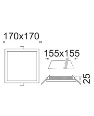FARETTO A LED DA INCASSO QUADRATO SLIM 12W