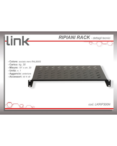 RIPIANO PER ARMADIO A MURO RACK 19 1 UNITA 300M