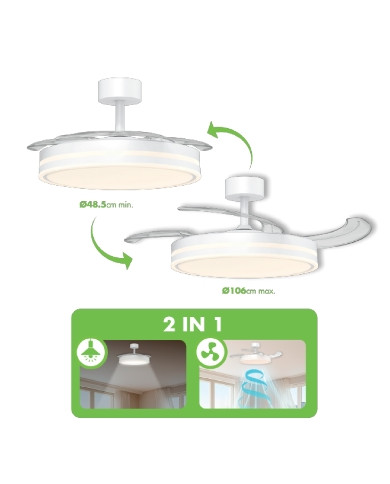 VENTILATORE DA SOFFITTO A PALE CON LUCE D.106 30W