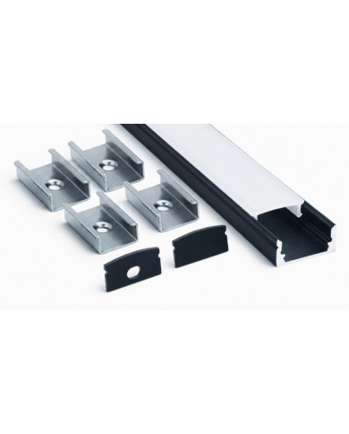KIT PROFILO ALLUMINIO 2M DA PARETE NERO COVER OPAL