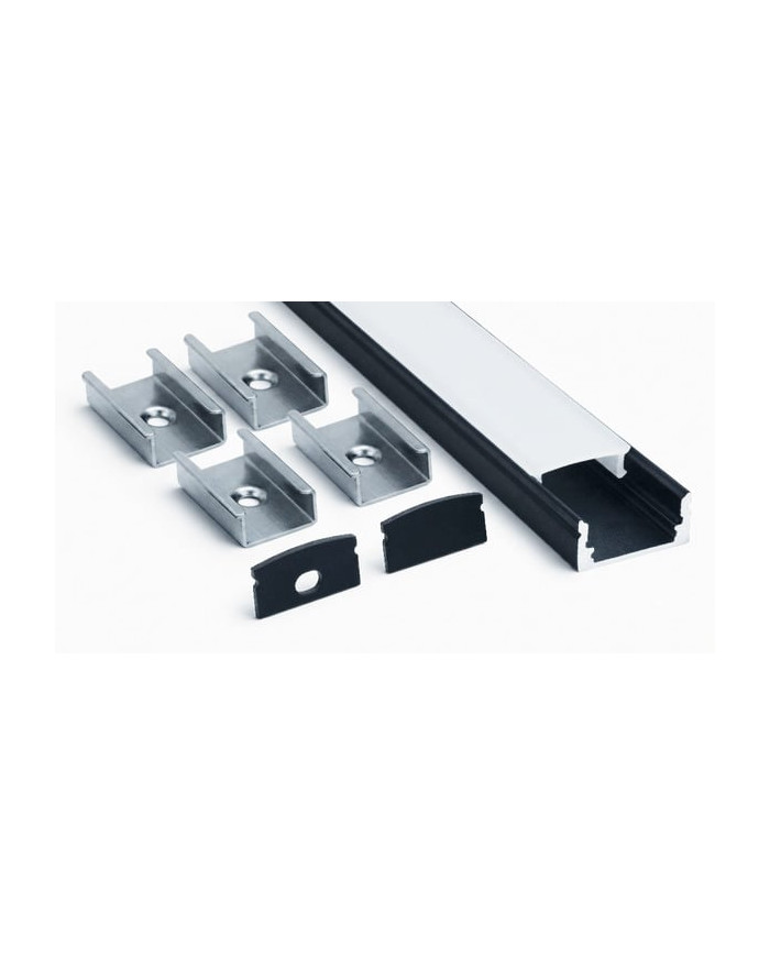 KIT PROFILO ALLUMINIO 2M DA PARETE NERO COVER OPAL