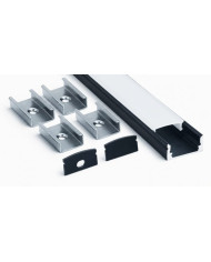KIT PROFILO ALLUMINIO 2M DA PARETE NERO COVER OPAL