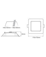 FARETTO A LED DA INCASSO QUADRATO SLIM 18W