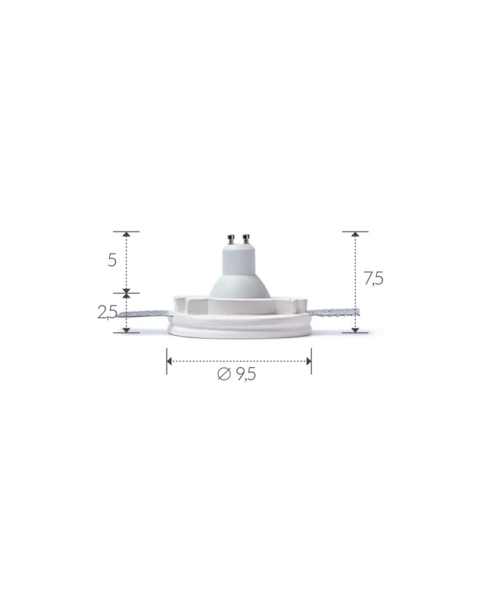 FARETTO IN GESSO DA INCASSO TONDO BASSO D.9,5 H2,5