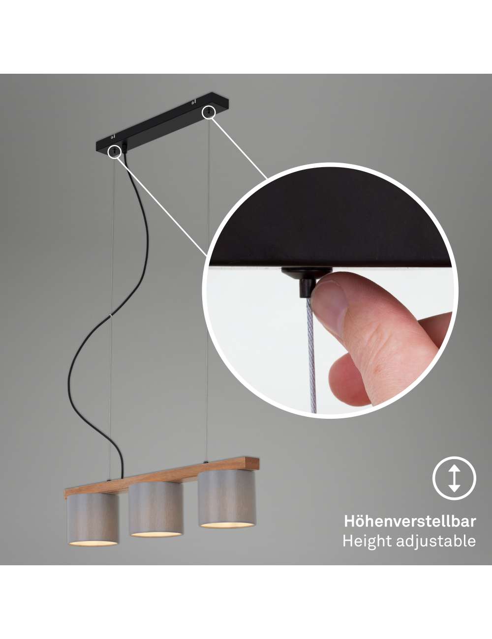 LAMPADA A SOSPENSIONE 65CM MAX 25W GRIGIO