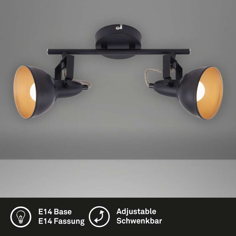 LAMPADA SPOT DA PARETE 2E14 NERO BRILONER