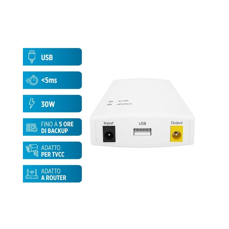 MINI UPS PER DISPOSITIVI 12V E USB 30W