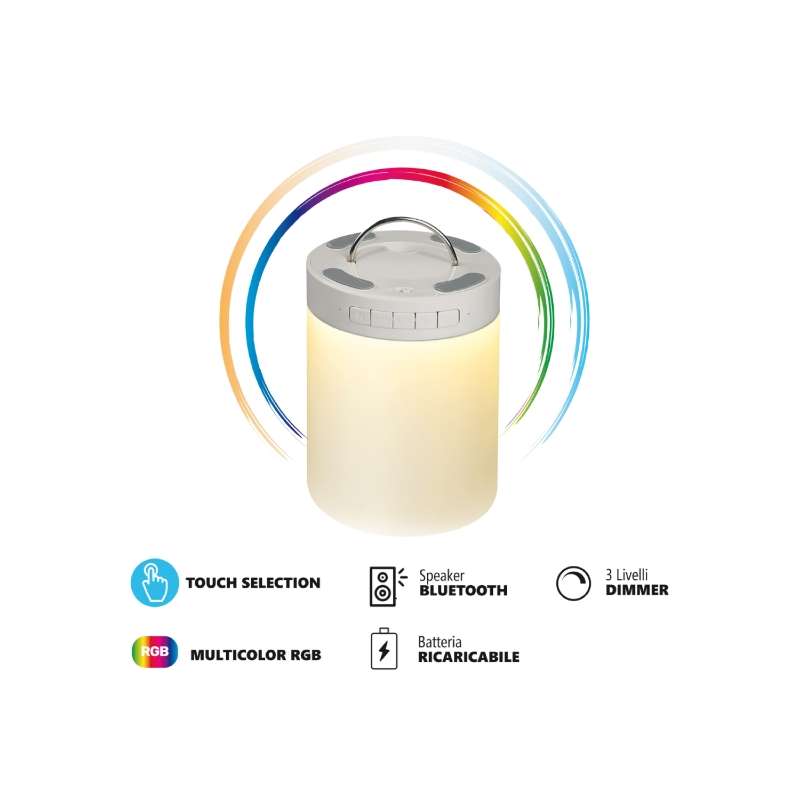 LAMPADA RGB CON SPEAKER BLUETOOTH A BATTERIA