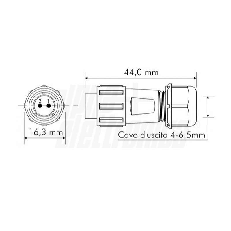 CONNETTORE MASCHIO VOLANTE SP11 2 POLI IP68