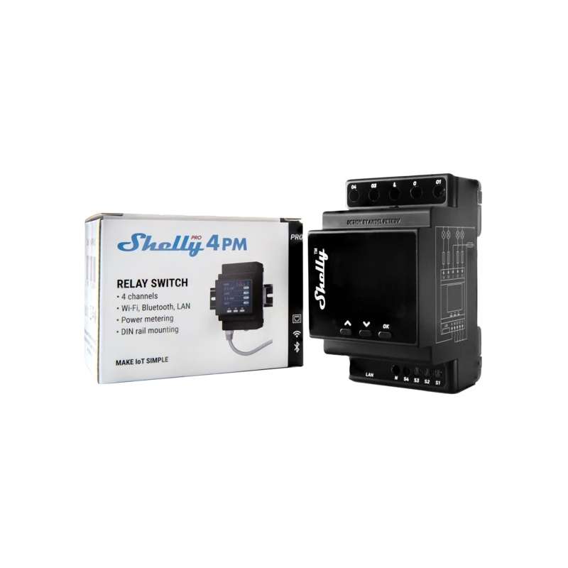 RELÈ INTELLIGENTE IP DIN 4 CANALI LAN/WIFI/BT + PM