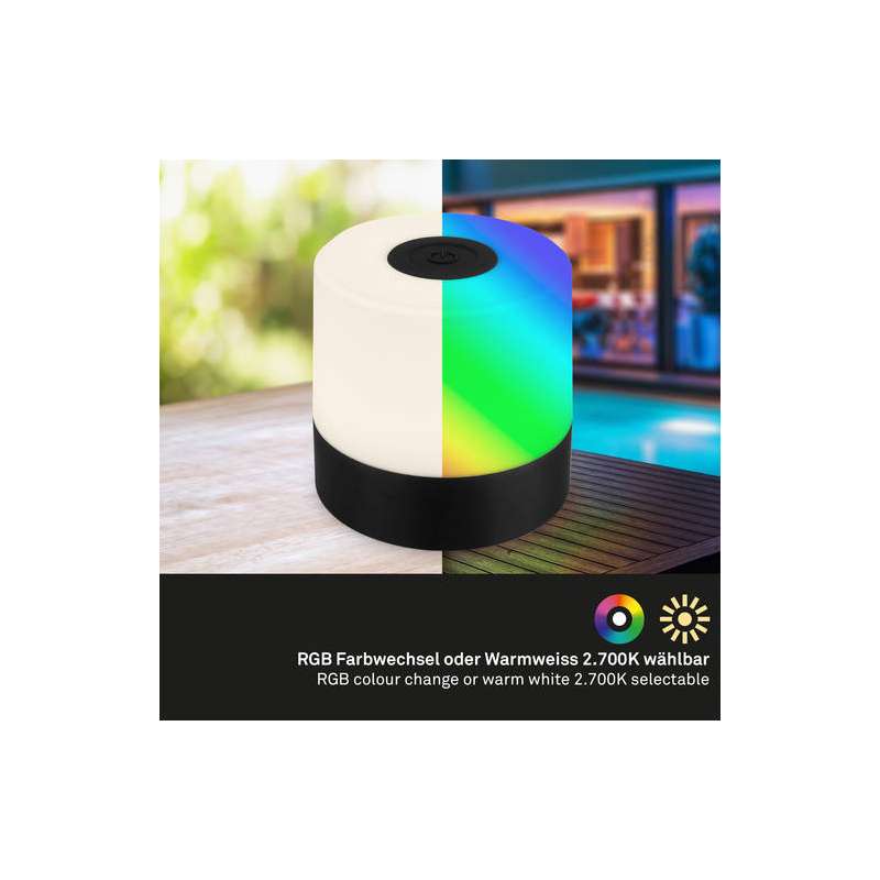 LAMPADA DA TAVOLO A BATTERIA 1,5W 100LM RGB NERO