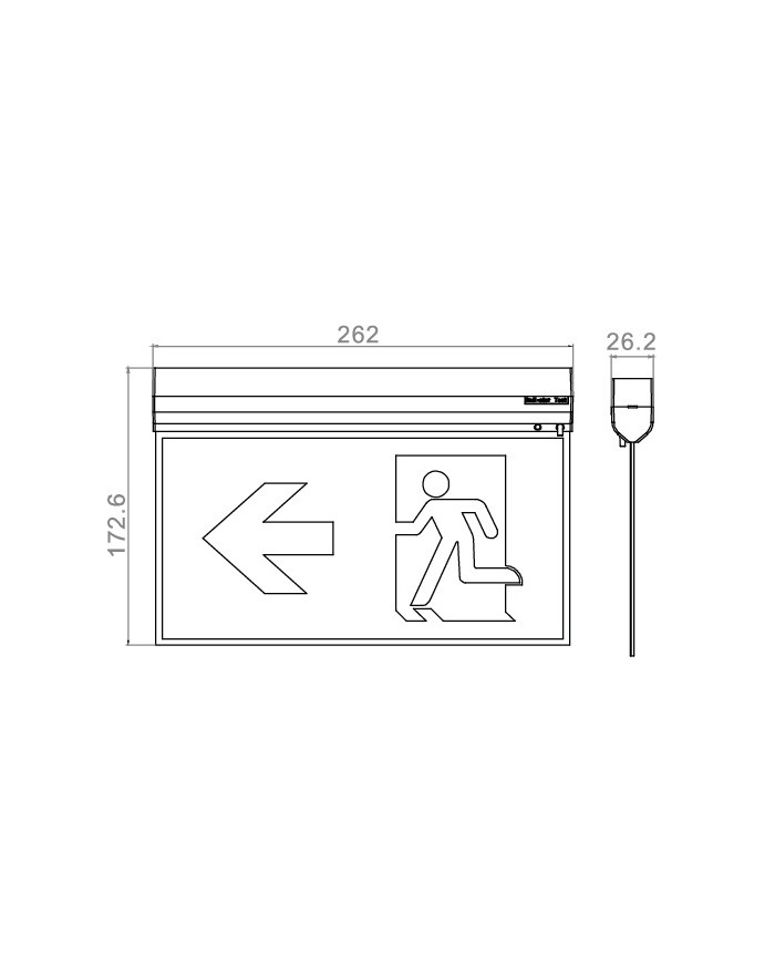 LAMPADA DI EMERGENZA A BANDIERA FUNZIONE SE+SA 2W