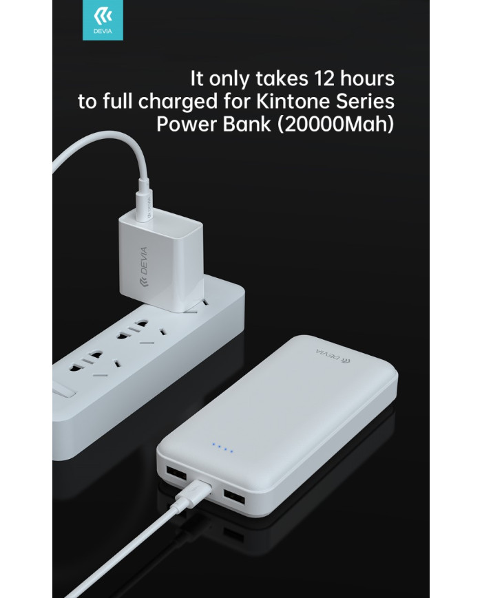 POWER BANK 20000MAH 5V 2.1A  2 PORTE USB BIANCO