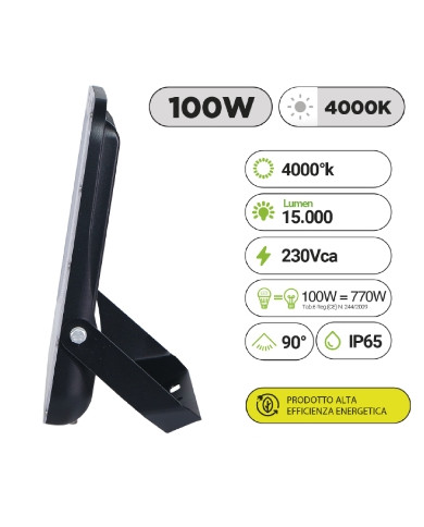 FARO DA PARETE A LED 100W LUCE NATURALE 4.000°K