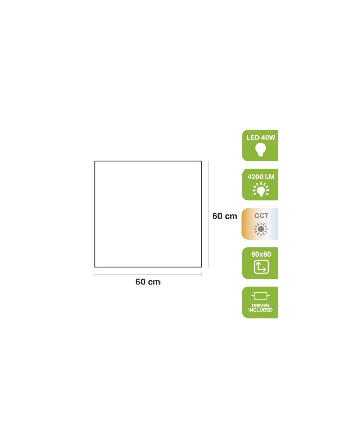 PANNELLO LED 60X60 40W BACKLIT CCT