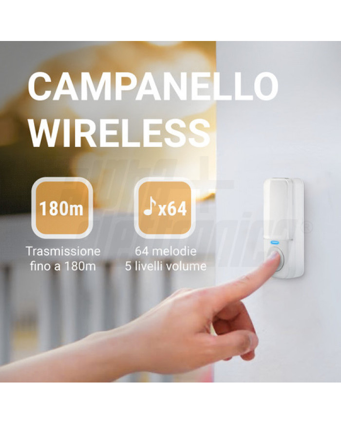 CAMPANELLO WIRELESS BIANCO CON PULSANTE