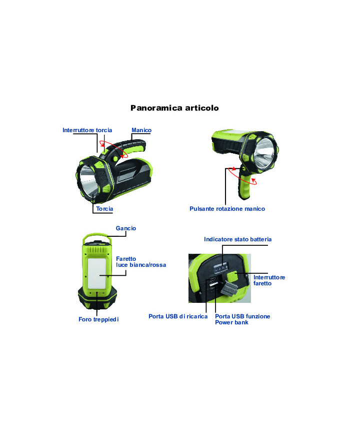 LAMPADA PORTATILE RICARICABILE 5W FUNZ.POWER BANK