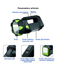 LAMPADA PORTATILE RICARICABILE 10W FUNZ.POWER BANK