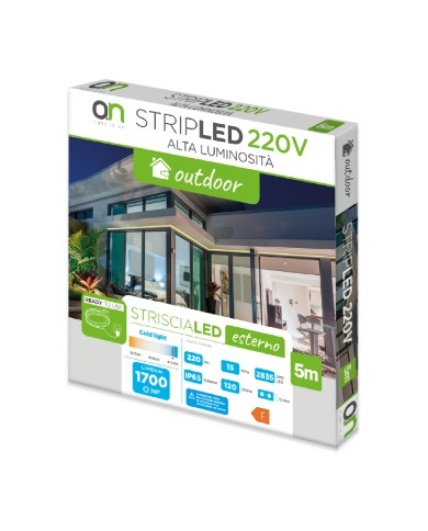STRISCIA LED 220V 15W/M IP65 LUCE FREDDA 6000K