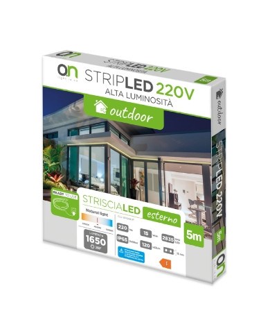 STRISCIA LED 220V 15W/M IP65 LUCE NATURALE 4000K