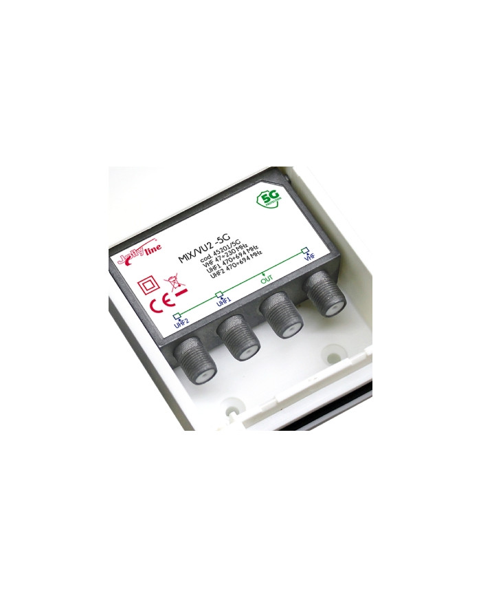 MISCELATORE VHF E 2 UHF ATTACCO F CON FILTRO 5G