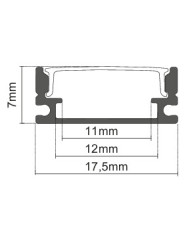 KIT PROFILO IN ALLUMINIO 2M DA PARETE INC.12MM
