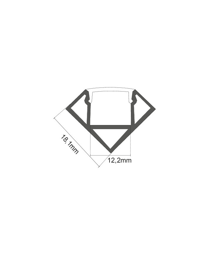 KIT PROFILO ALLUMINIO 2M ANGOLARE 45°COVER OPALE