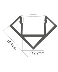 KIT PROFILO ALLUMINIO 2M ANGOLARE 45°COVER OPALE