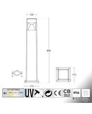 PALETTO DA GIARDINO GRIGIO 80CM GX53 10W IP55