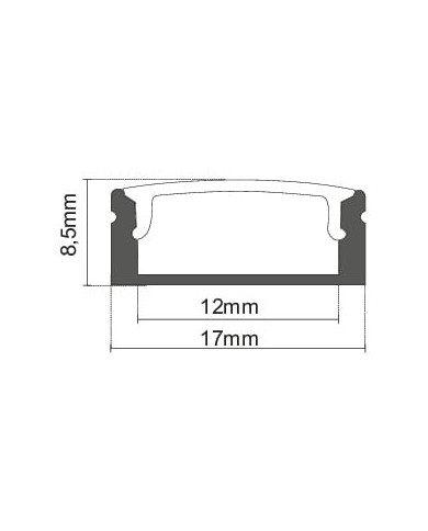 KIT PROFILO ALLUMINIO 2M DA PARETE NERO COVER OPAL