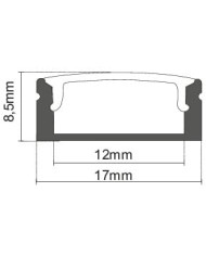 KIT PROFILO ALLUMINIO 2M DA PARETE NERO COVER OPAL