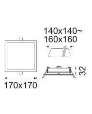 FARETTO A LED DA INCASSO QUADRATO SLIM 18W
