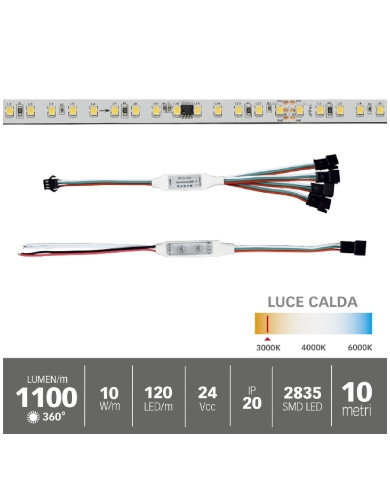 STRISCIA LED DIGITALE 10W/M 10MT EFFETTO RUNNING