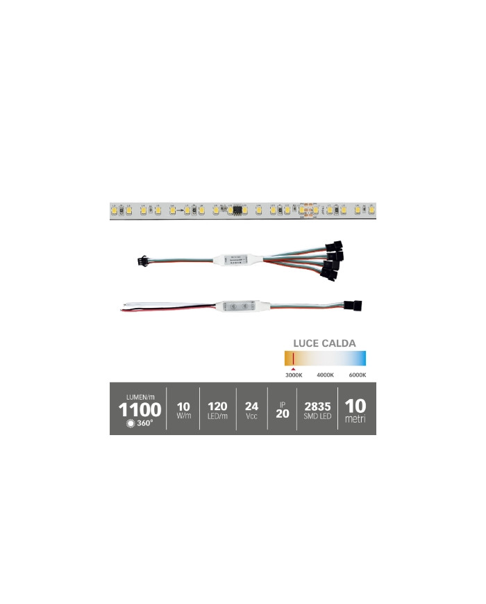 STRISCIA LED DIGITALE 10W/M 10MT EFFETTO RUNNING