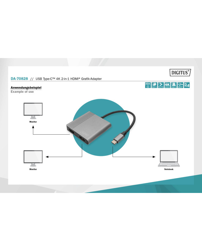 ADATTATORE SPINA TYPE-C A 2 PRESA HDMI UHD 4K 2IN1