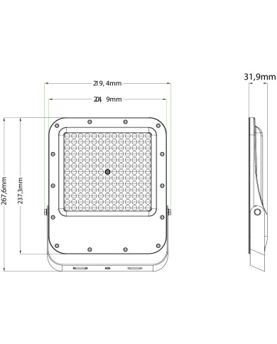 FARO DA PARETE A LED 100W LUCE NATURALE 4.000°K