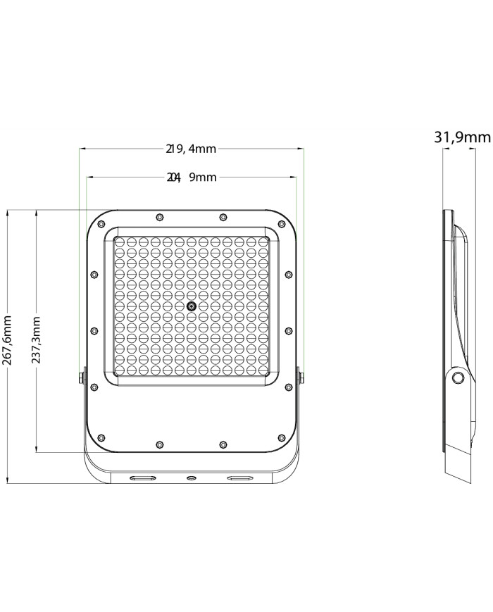 FARO DA PARETE A LED 100W LUCE NATURALE 4.000°K