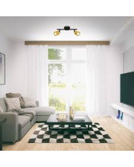 BARRA CON 2 FARETTI SPOT GU10 NERO E ORO