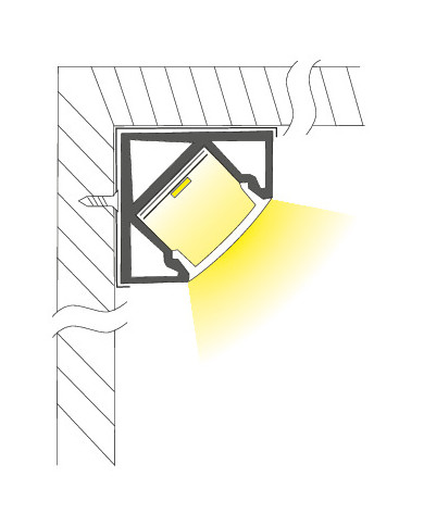 KIT PROFILO ALLUMINIO 2M ANGOLARE 45°COVER OPALE