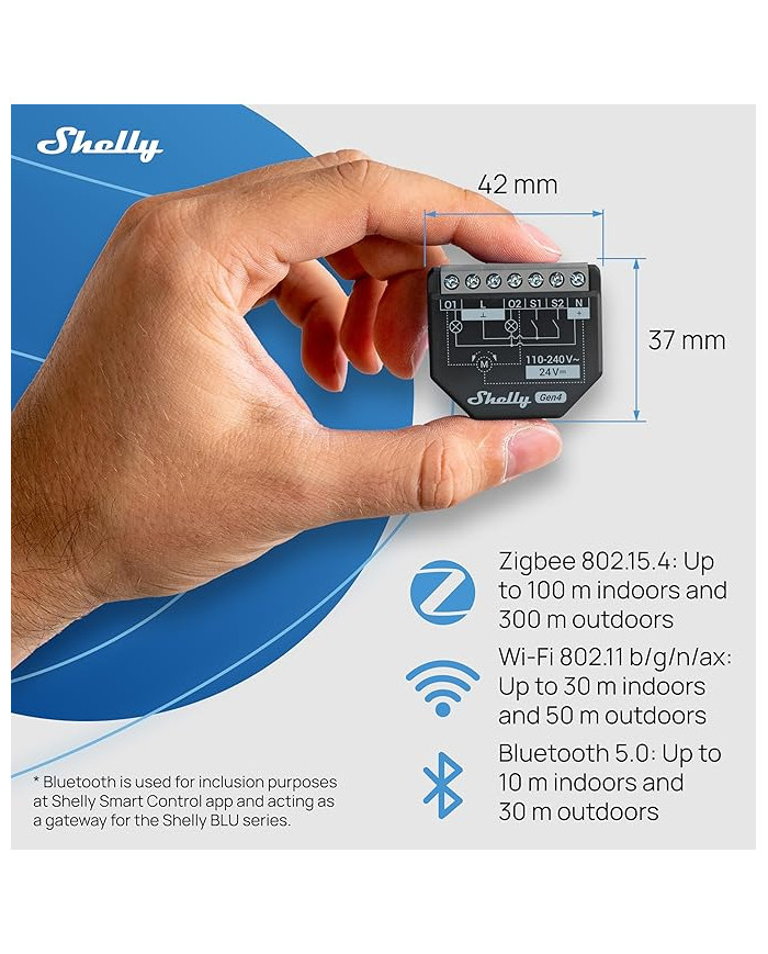 SMART RELE PER TAPPARELLE 16A AC/DC WIFI/BT + PM
