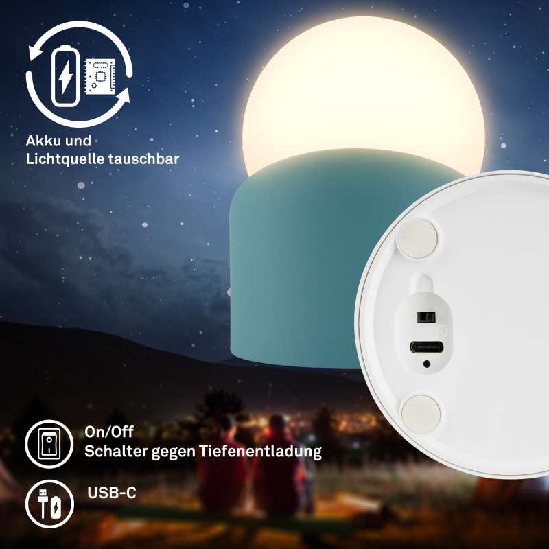 LAMPADA DA TAVOLO MINI GLOBO 2W WIRELESS IP54 BLU