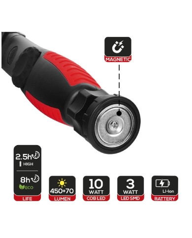 LAMPADA DA LAVORO LED 10W COB PIEGHEVOLE SLIM