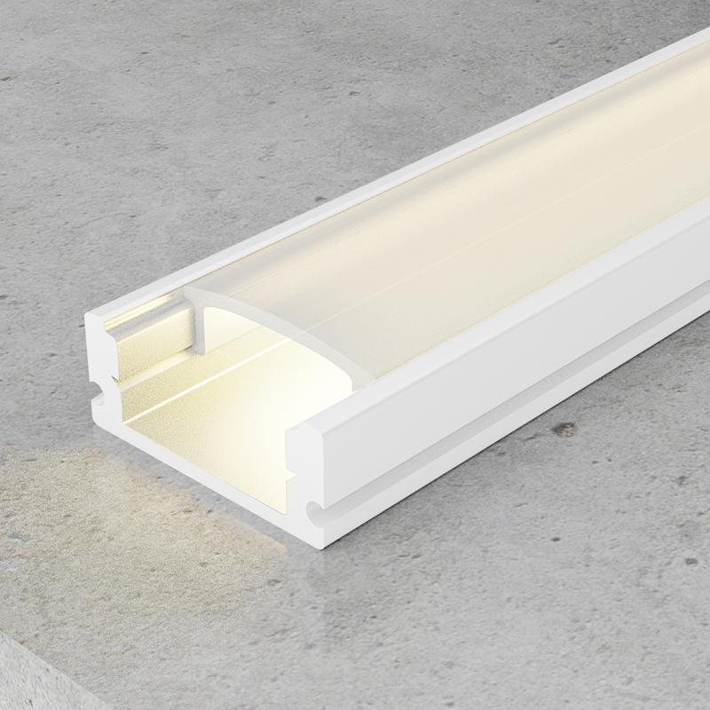 Profilo LED In Alluminio Bianco 2m Per Strisce Fino A 10mm - Copertura Satinata UV - Illuminazione Parete/Soffitto